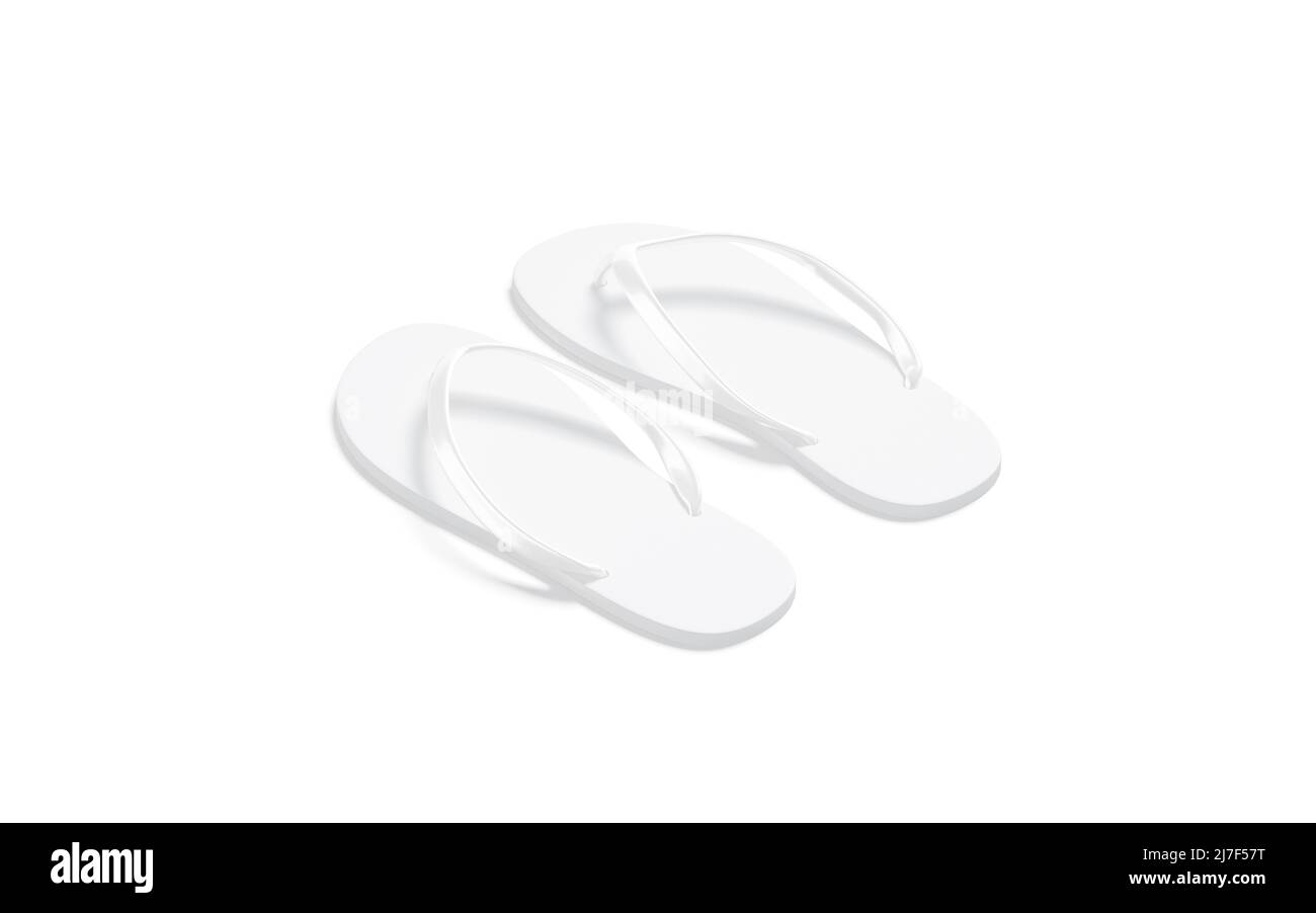 Blank white beach slippers mockup, side view Stock Photo