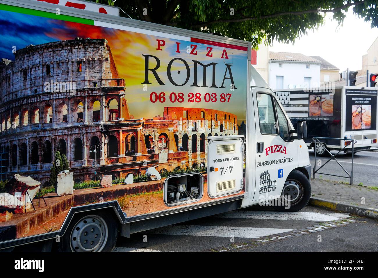Pizza truck, Pont SaintEsprit, Ardeche, France Stock Photo Alamy