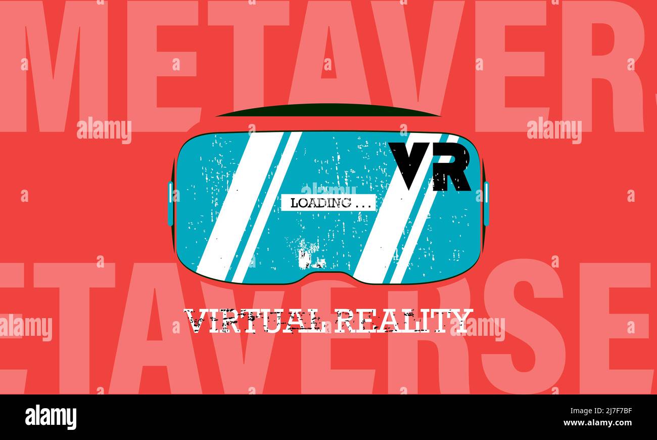 Metaverse digital cyber world technology, VR goggle, AR augmented reality Stock Vector