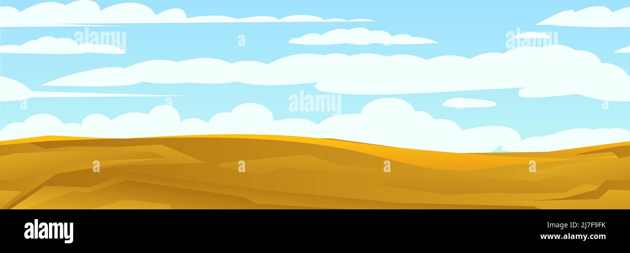 Rocky landscape. Sharp stone cliffs. View of an uninhabited planet. Seamless Horizontal illustration. Desert during the day. Vector. Stock Vector