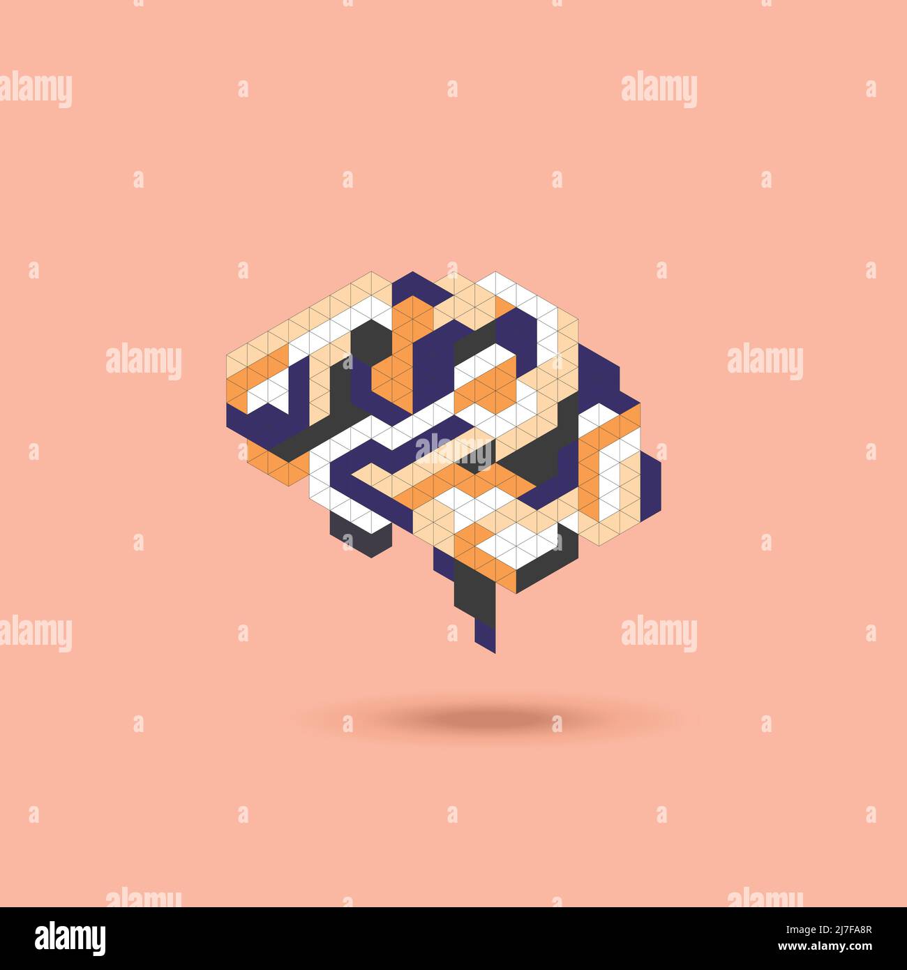 Creative concept human brain. Vector mosaic lines vector Stock Vector