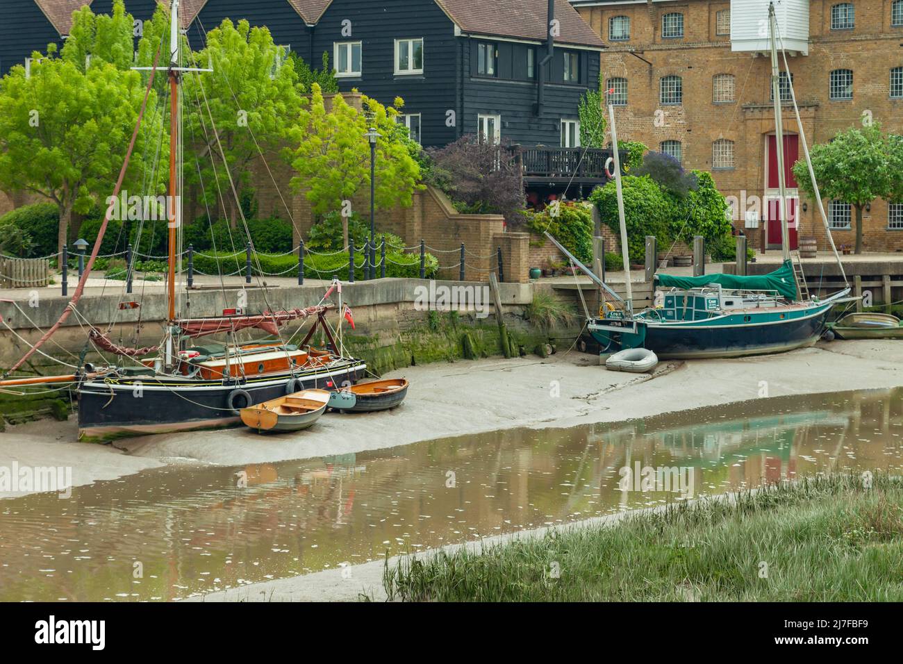 Low tide on river Medway in Faversham, Kent, England. Stock Photo
