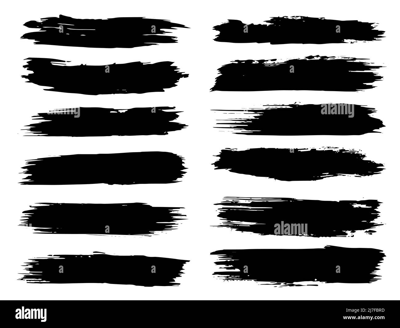 Collection of artistic grungy black paint hand made creative brush ...