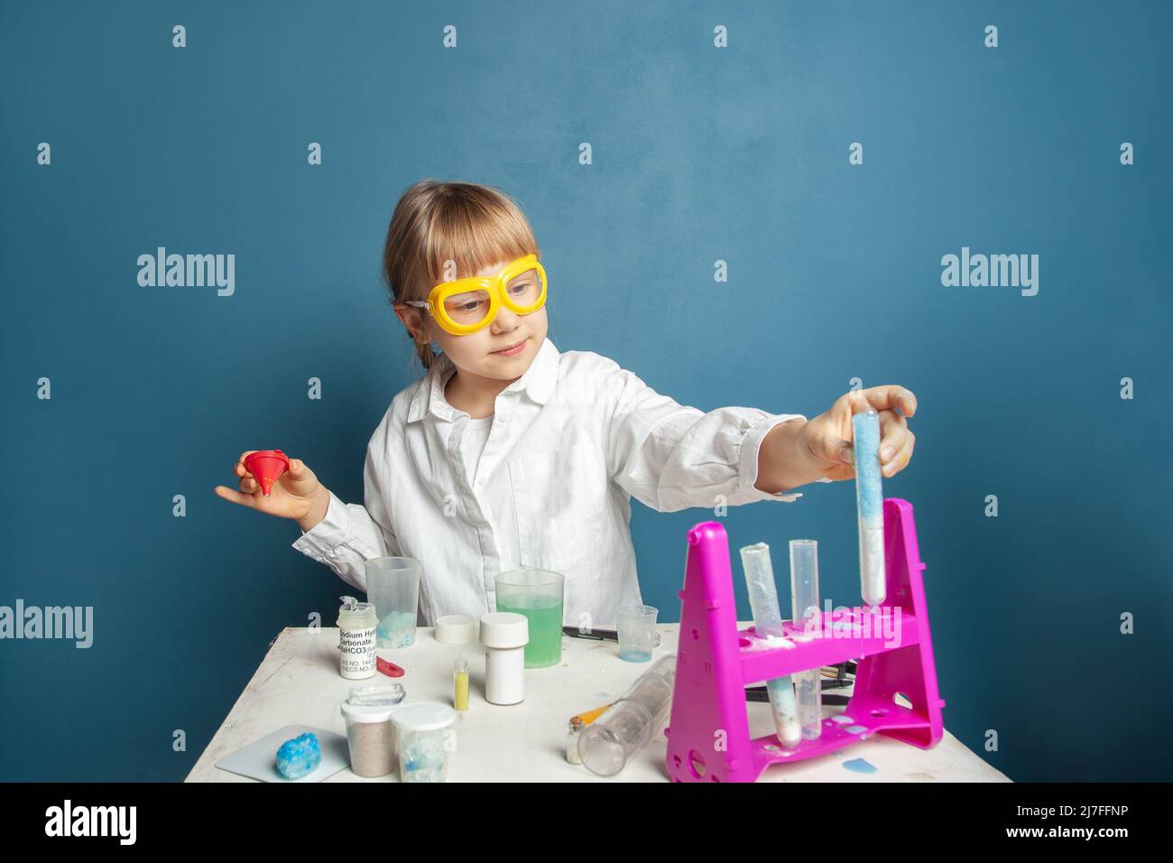 Kid student doing research in the laboratory Stock Photo Alamy