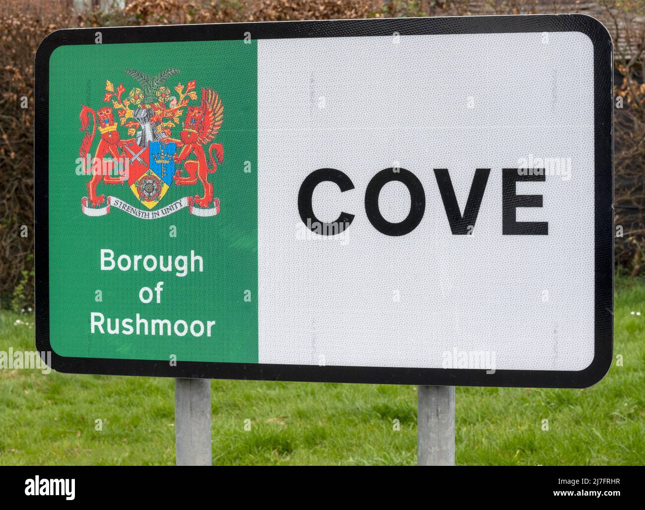 Welcome to sign at Cove, Borough of Rushmoor, Hampshire, England, UK Stock Photo