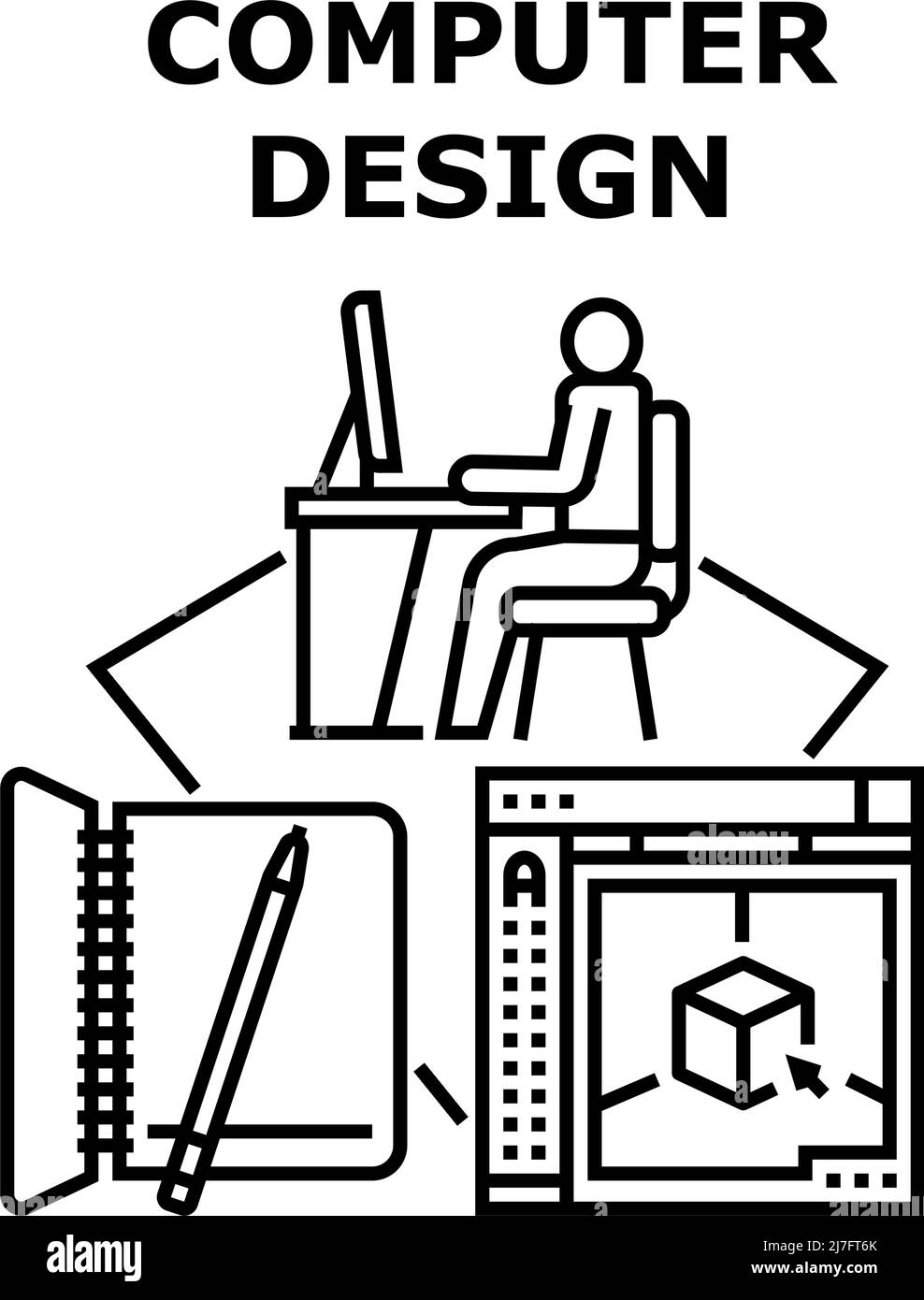 Computer Design Vector Concept Black Illustration Stock Vector Image ...