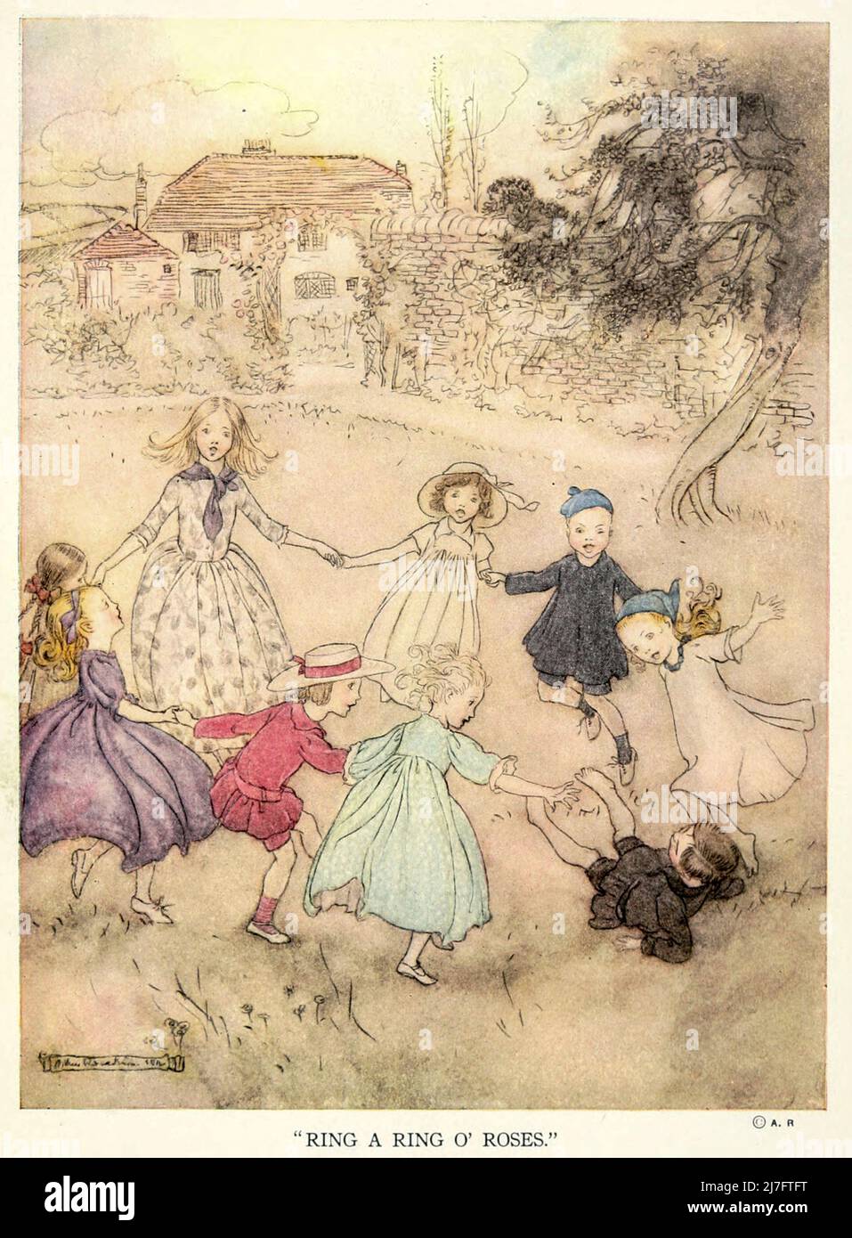 ring a ring o roses a pocketful of posies tisha! tisha! we all fall down from mother goose the old nursery rhymes illustrated by arthur rackham published in 1913 2J7FTFT