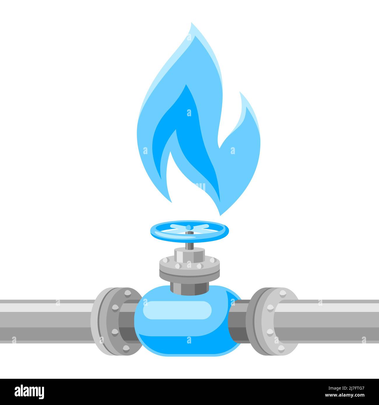 Illustration of shut off valve on natural gas pipe. Industrial and business stylized image. Stock Vector