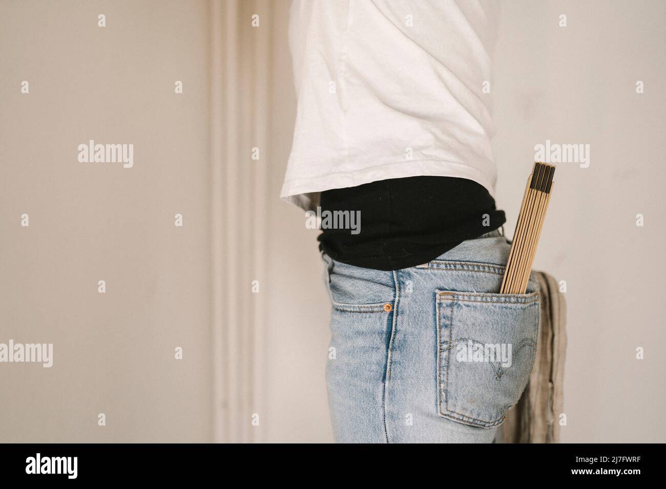 Woman renovating room Stock Photo