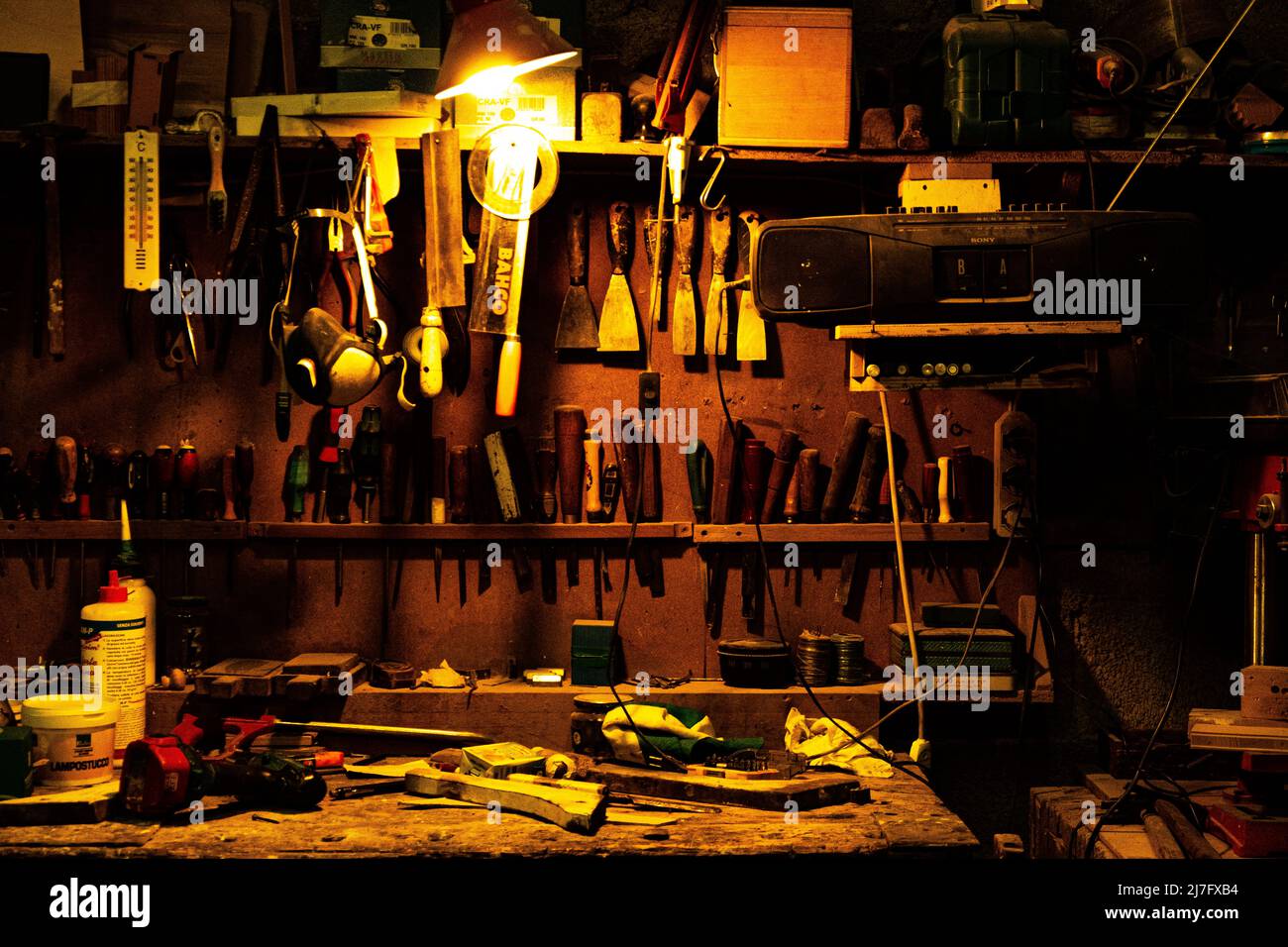Work table of a carpenter Stock Photo Alamy