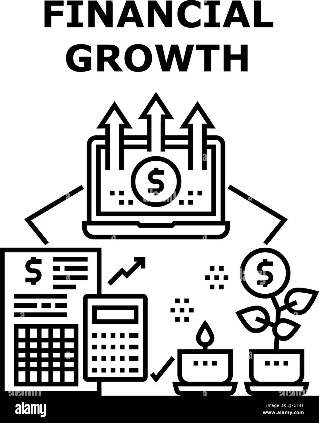 Financial Growth Vector Concept Black Illustration Stock Vector Image ...