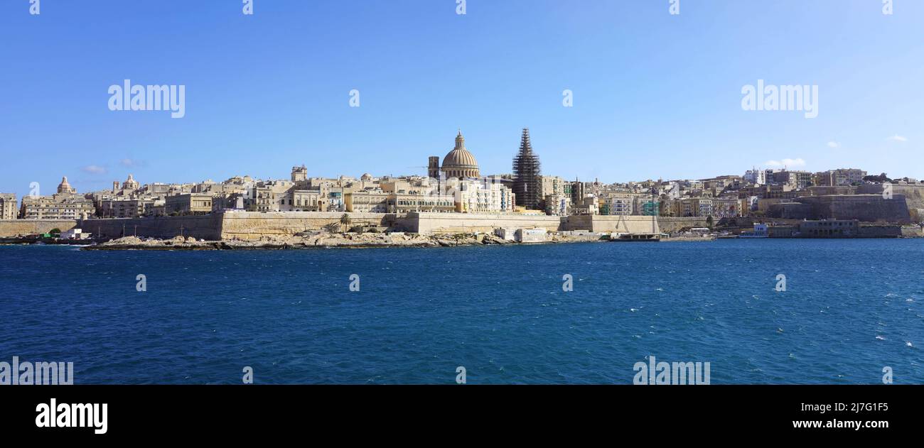 Valetta skyline on Mediterranean sea, Malta, Europe Stock Photo