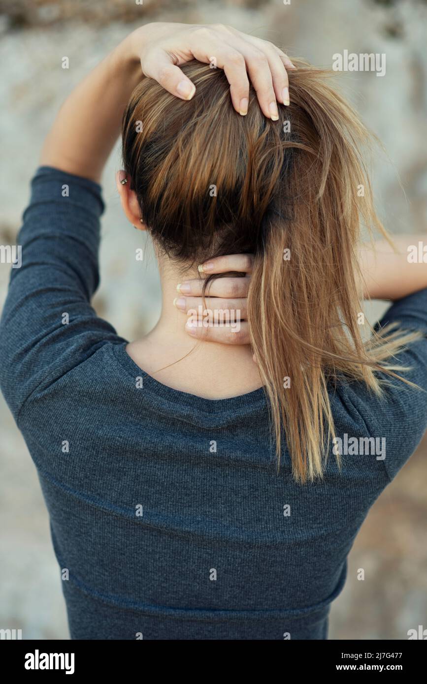 Blond hair rear view close up hi-res stock photography and images - Alamy