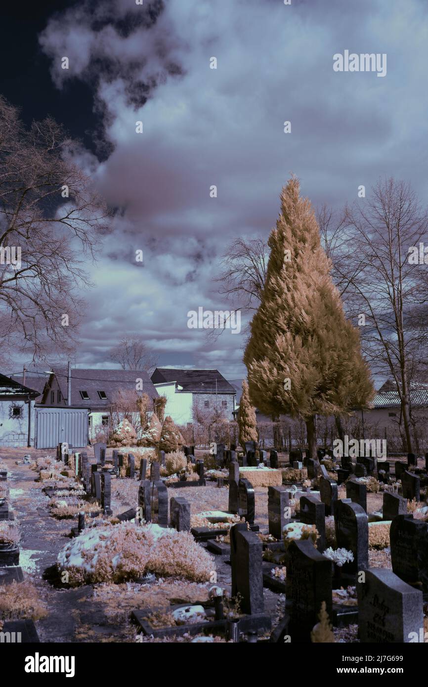 infrared photography ir photo of landscape under sky with clouds