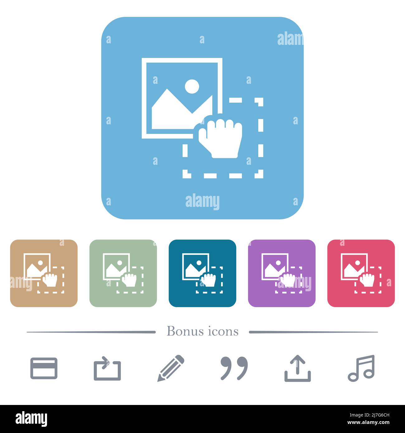 Grab image to upload white flat icons on color rounded square ...
