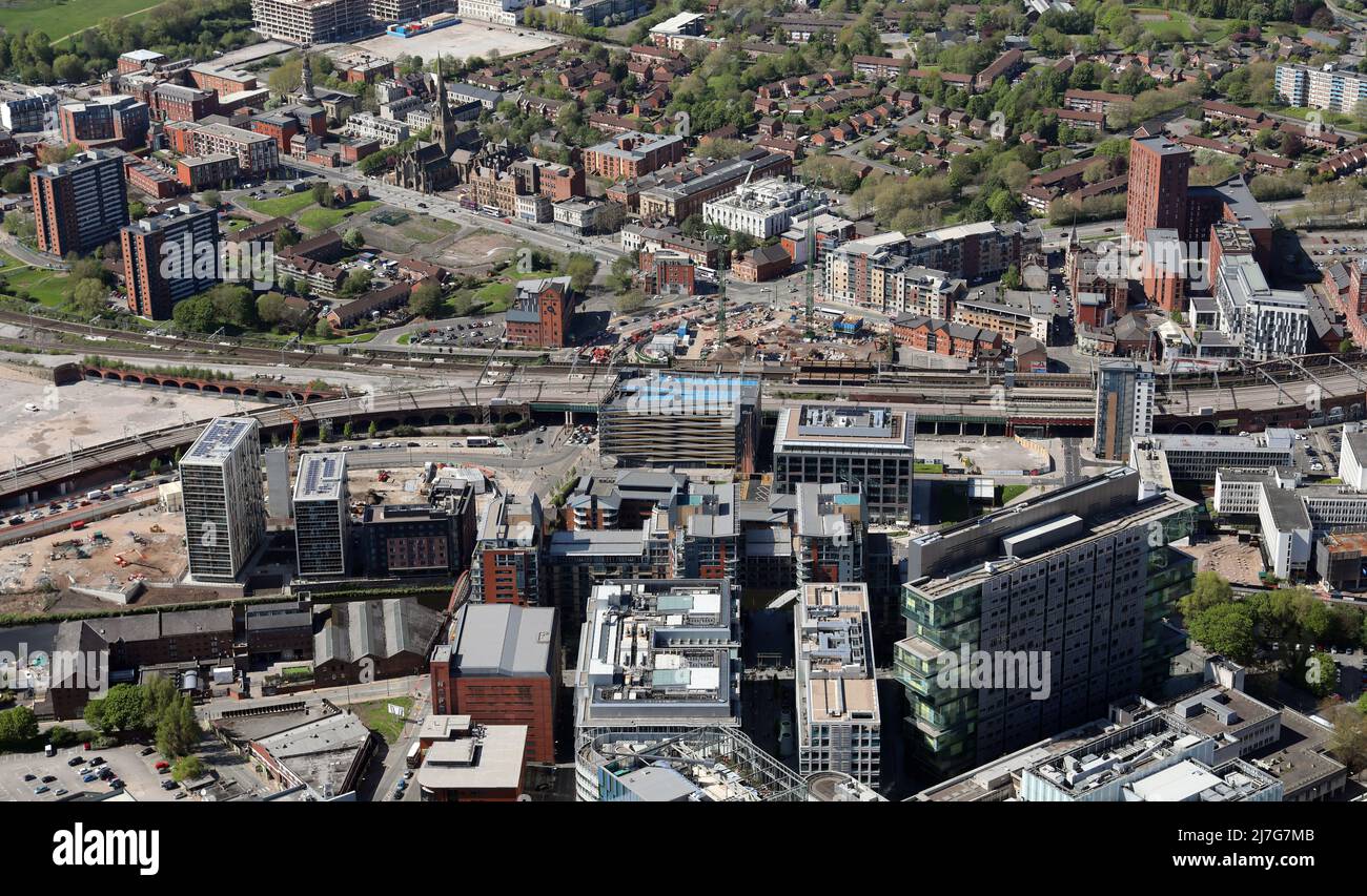 aerial view of Salford from overhead Manchester Stock Photo