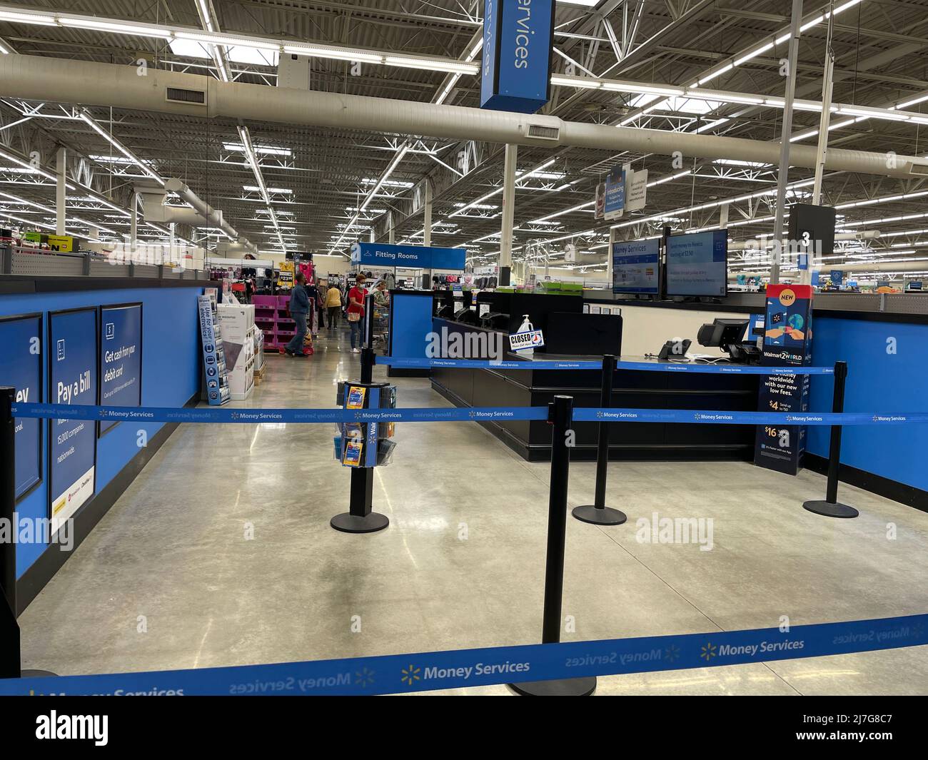 Grovetown, Ga USA - 04 20 22: Walmart money center interior store Stock Photo