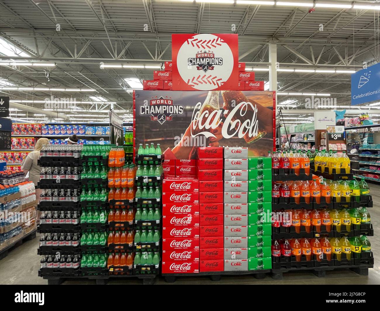 Grovetown, Ga USA - 04 20 22: Coca Cola themed champion display front view Stock Photo