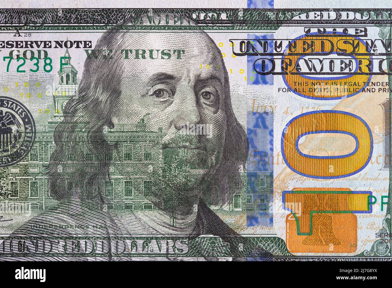 fragment of new 100 dollar banknote for design purpose Stock Photo - Alamy