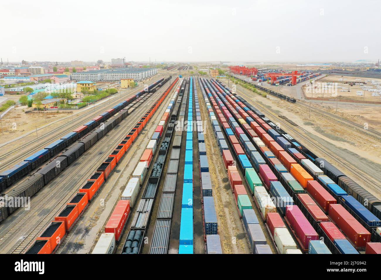 XILIN GOL, CHINA - MAY 9, 2022 - The 1287 China-Europe freight train ...