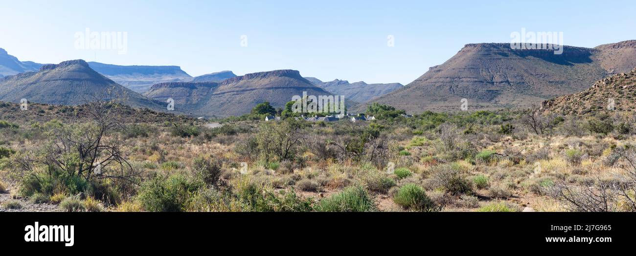 Karoo mountain landscape in the Karoo National Park, near  Beaufort, West,  Western Cape, South Africa Stock Photo