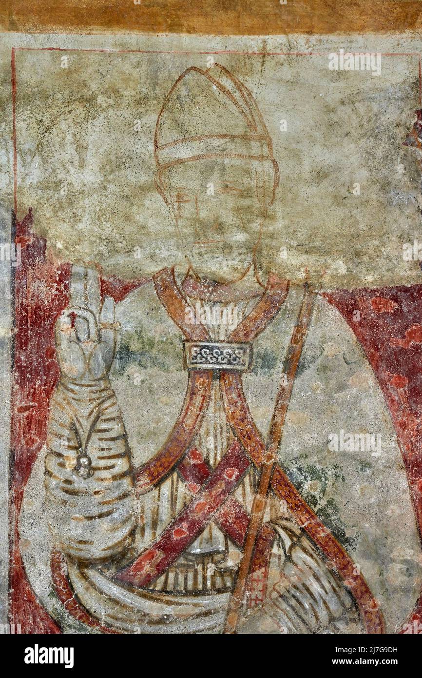 S. Martino Vescovo affresco pittore lombardo del XV secolo