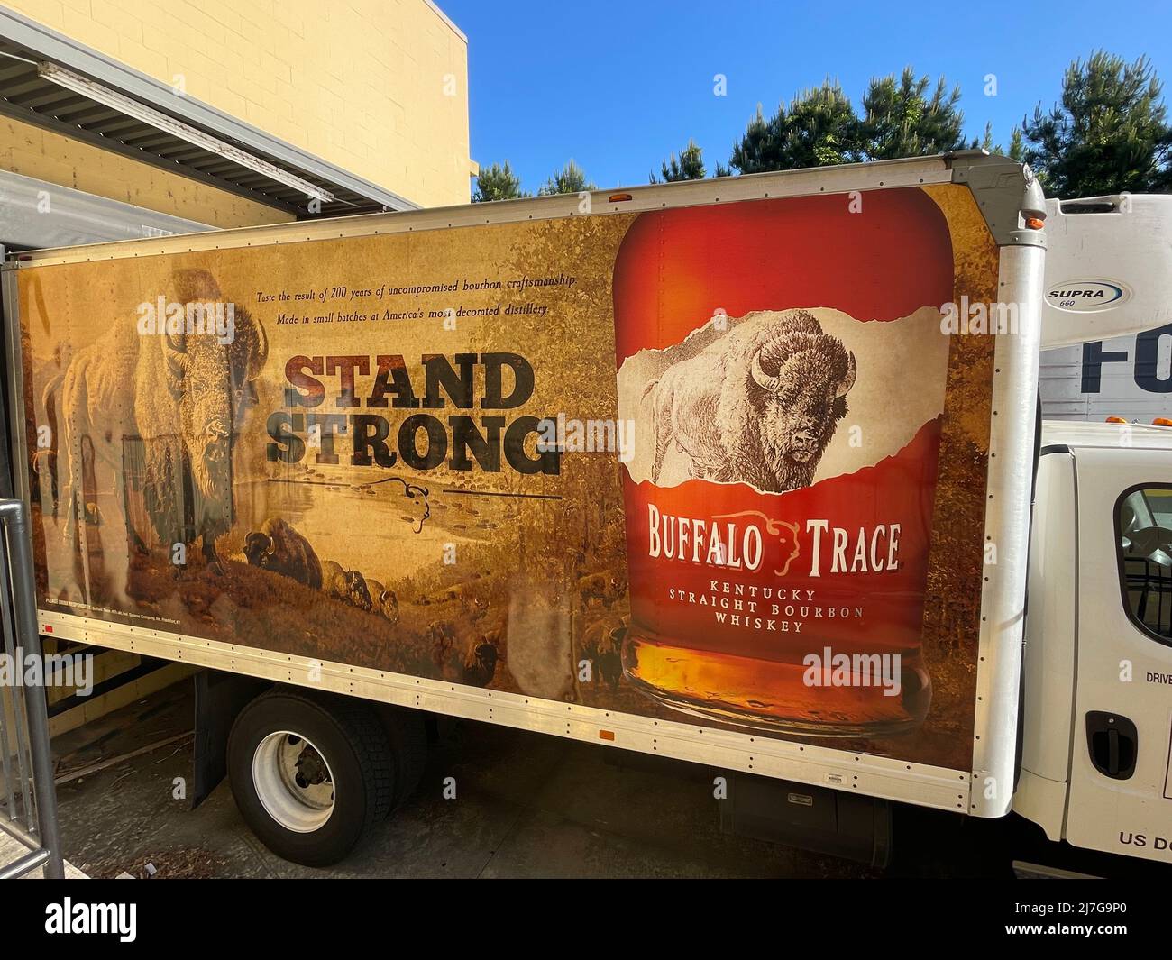 Augusta, Ga USA - 04 27 22: Stand strong buffalo trace truck at a dock Stock Photo