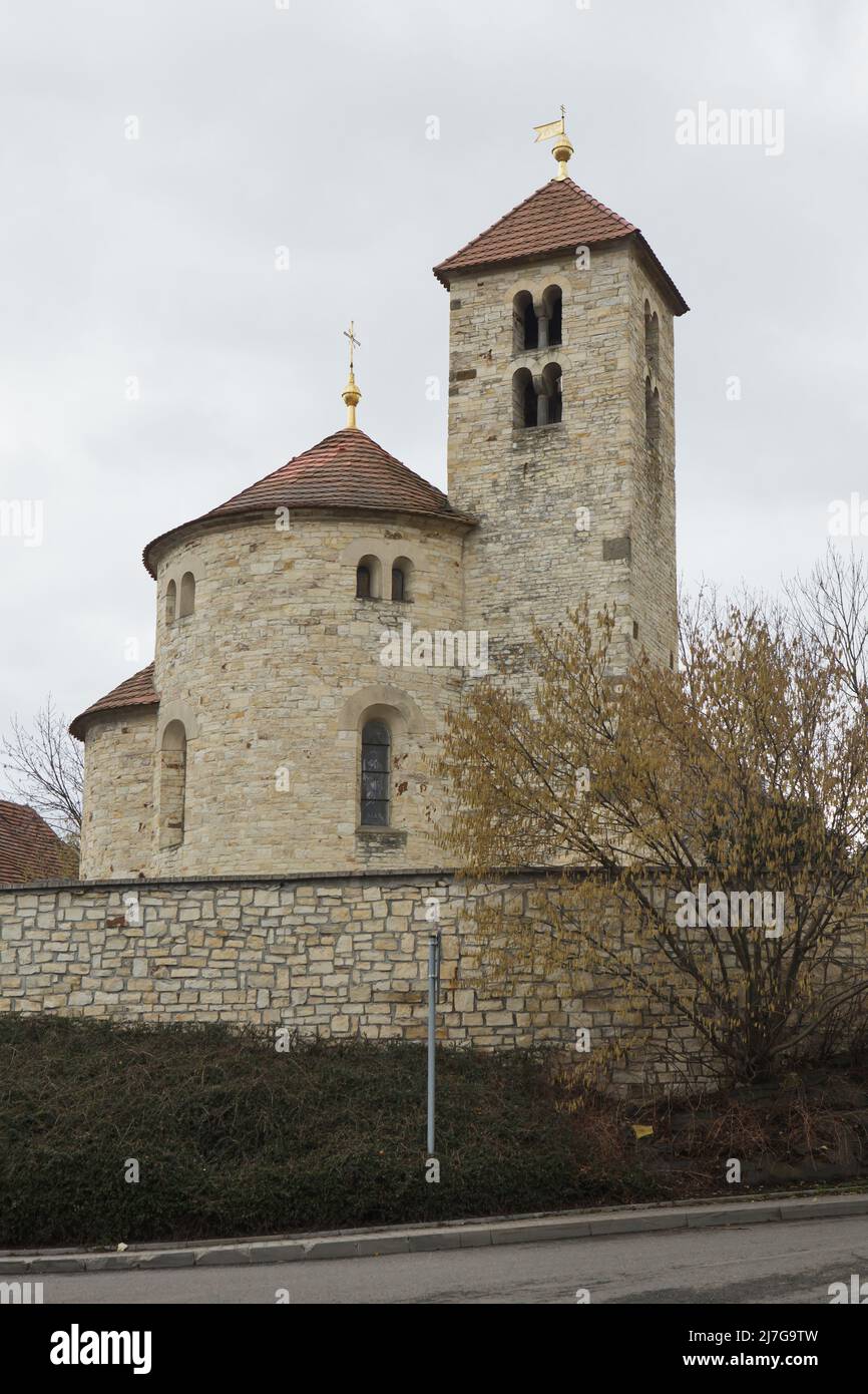 Romanesque church of Saint Mary Magdalene (Kostel svaté Máří Magdalény) dated from the first half of the 12th century in Přední Kopanina near Prague in Central Bohemia, Czech Republic. Stock Photo