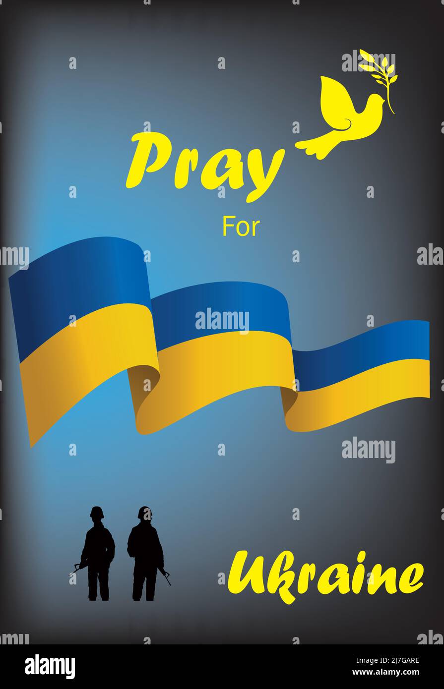 Pray for Ukraine, Ukraine flag praying concept vector illustration. Pray For Ukraine peace. Save Ukraine from russia. Stock Vector