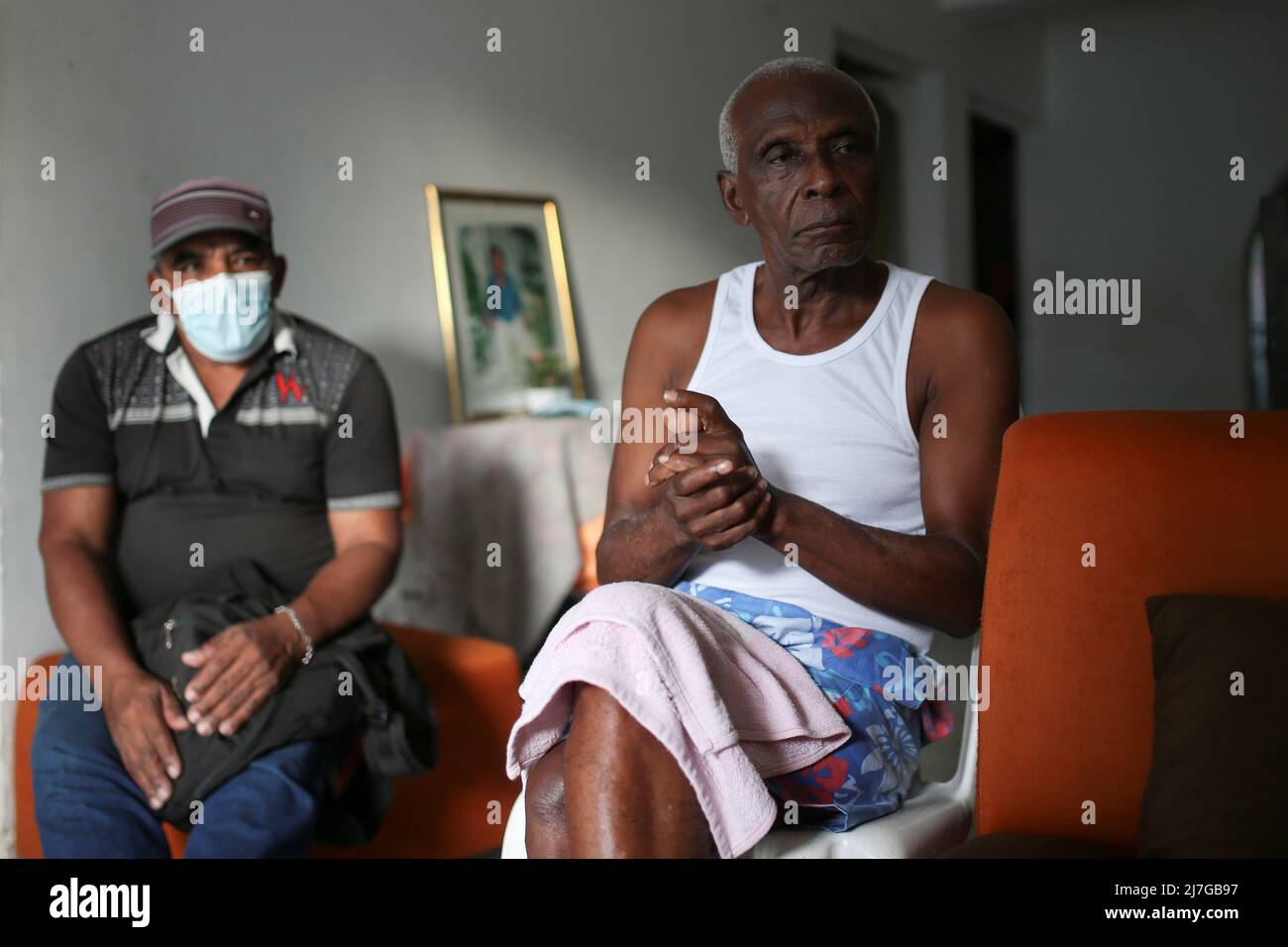 Luis Alfredo Vasquez, a social leader, attends an interview with Reuters in Tumaco, Colombia December 15, 2021. Picture taken December 15, 2021. To match Insight COLOMBIA-DRUGS/MEXICO-COCA REUTERS/Luisa Gonzalez Stock Photo