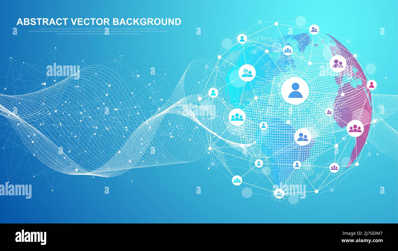 Global network connection concept. Big data visualization. Social ...