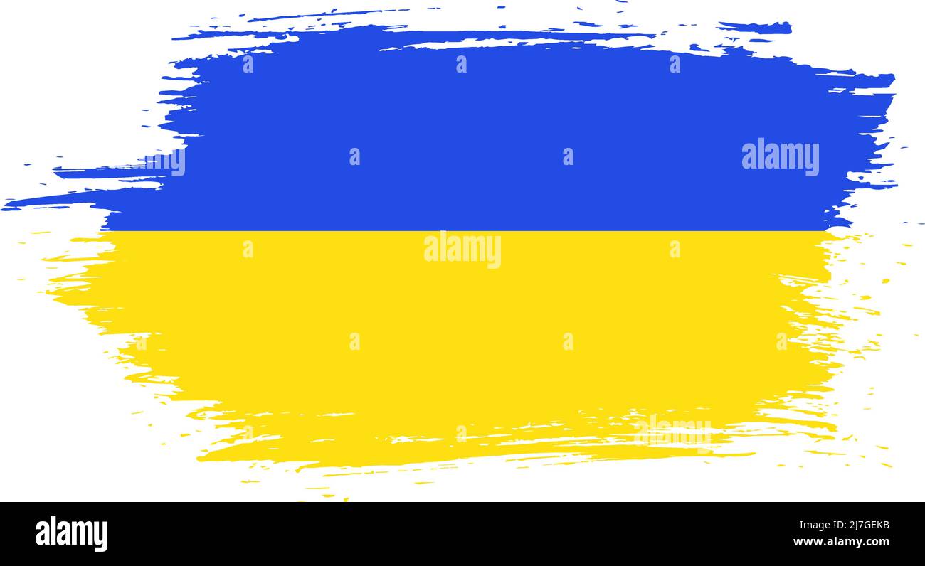 Ukrainian flag, National flag with two colors blue and yellow brush