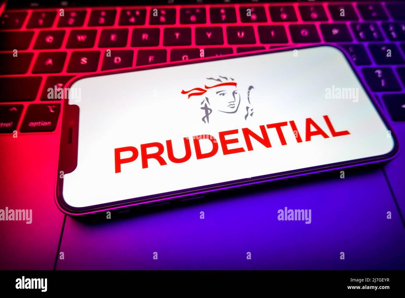 In this photo illustration, a Prudential logo seen displayed on a smartphone screen. (Photo by