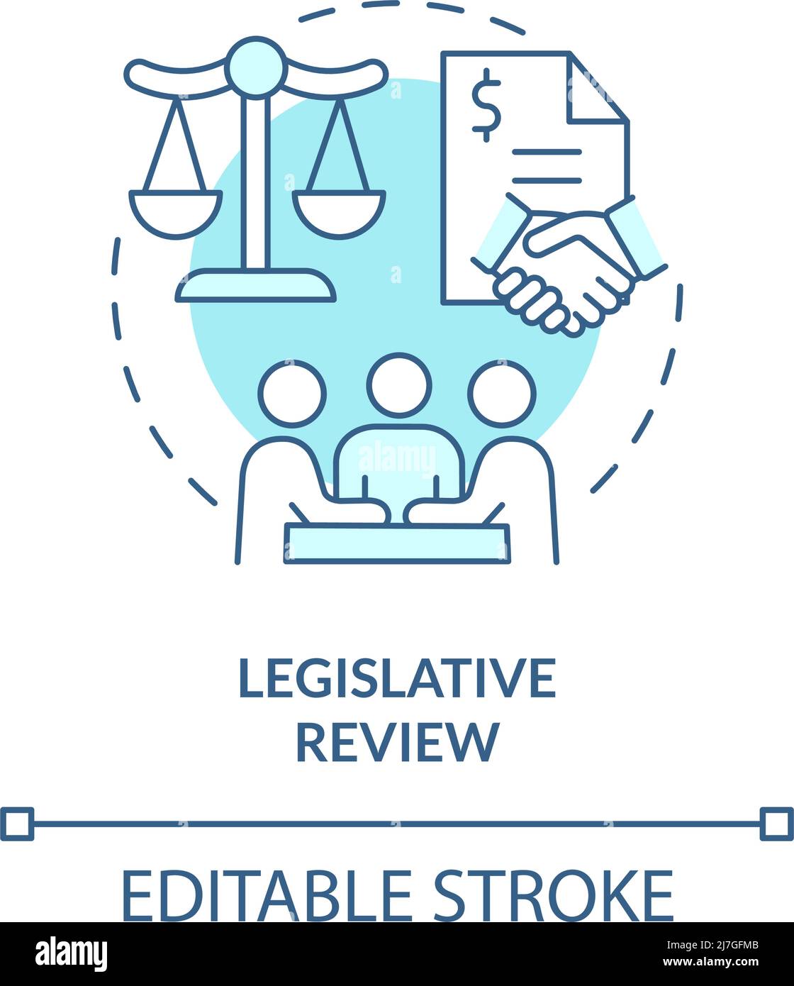 Legislative review turquoise concept icon Stock Vector