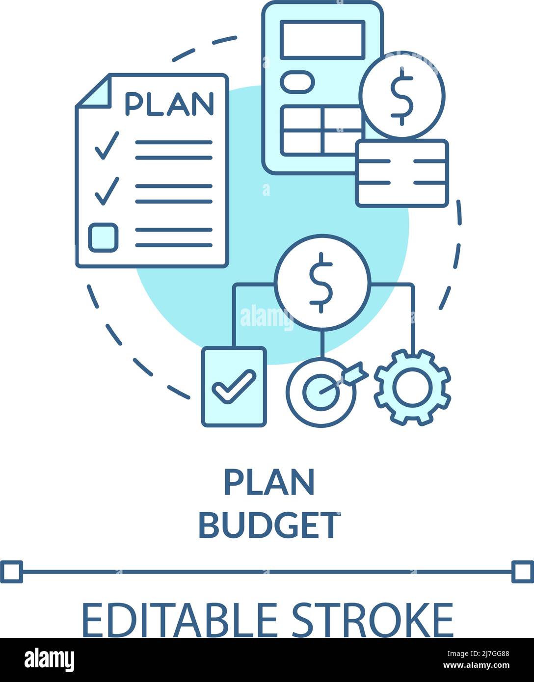 Plan budget turquoise concept icon Stock Vector
