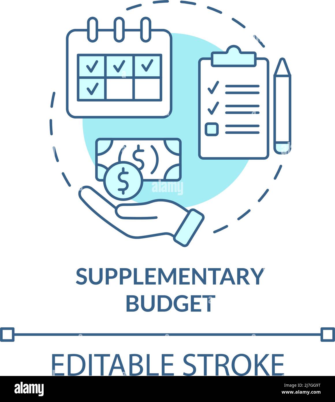 Supplementary budget turquoise concept icon Stock Vector
