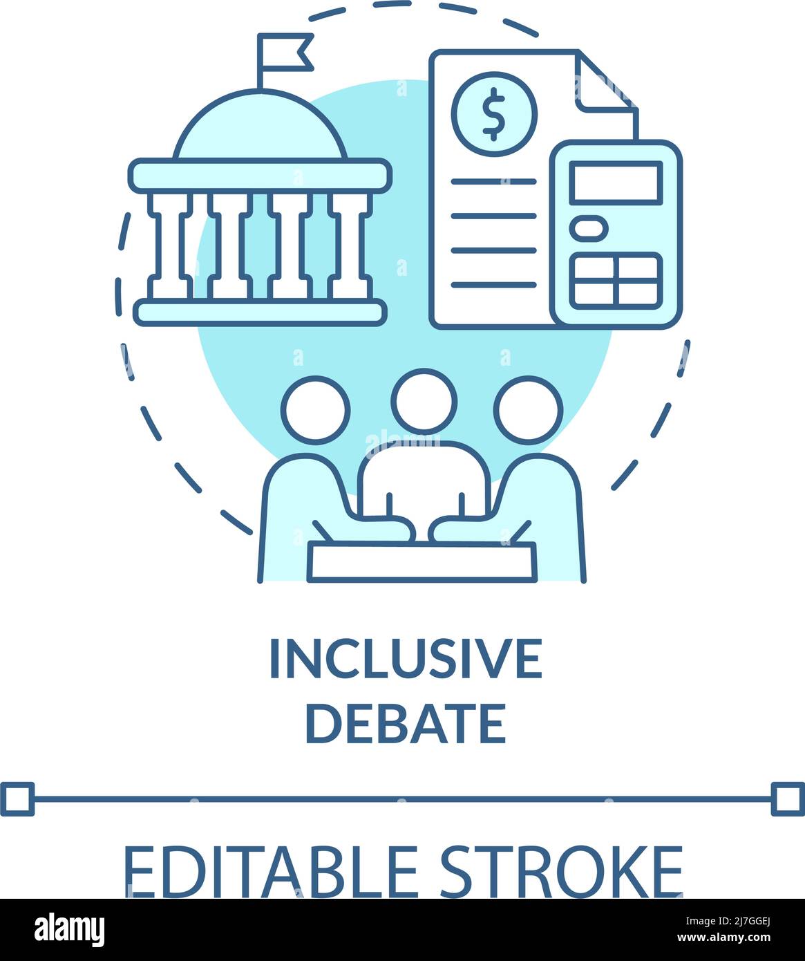 Inclusive debate turquoise concept icon Stock Vector