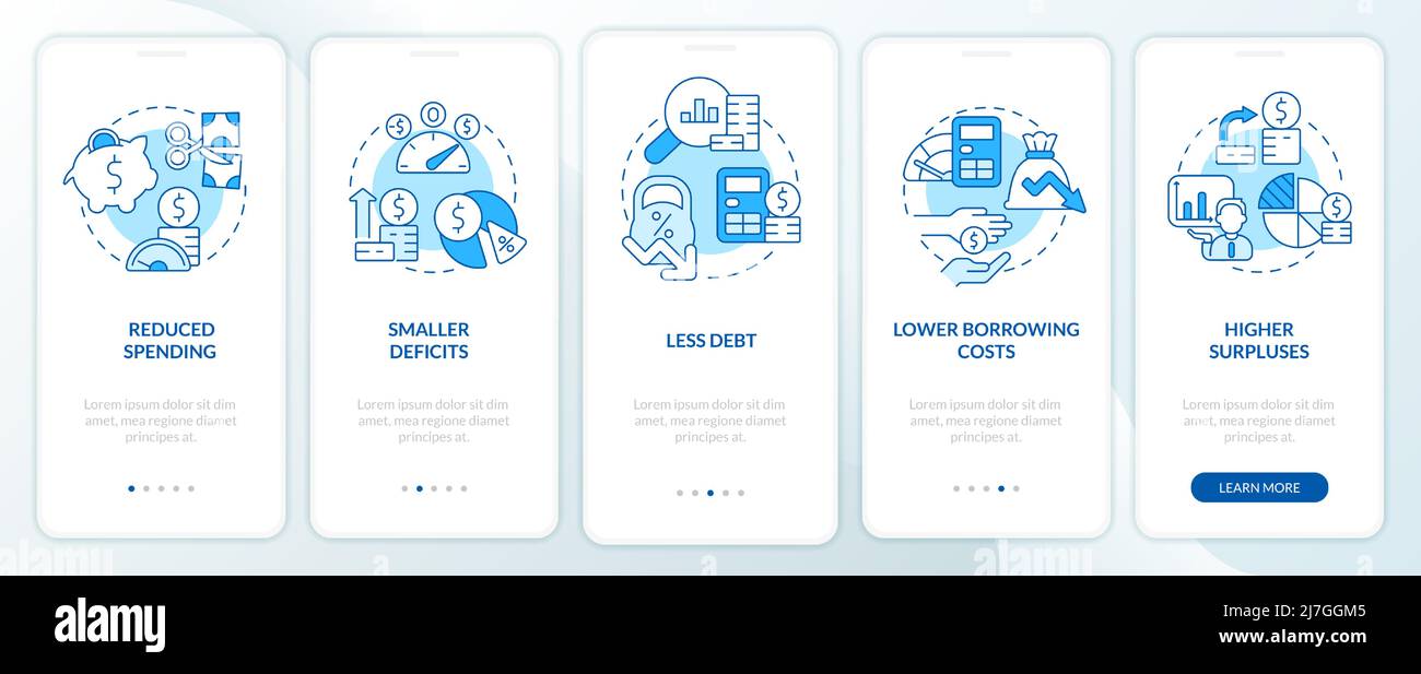 Balanced budget requirements blue onboarding mobile app screen Stock ...