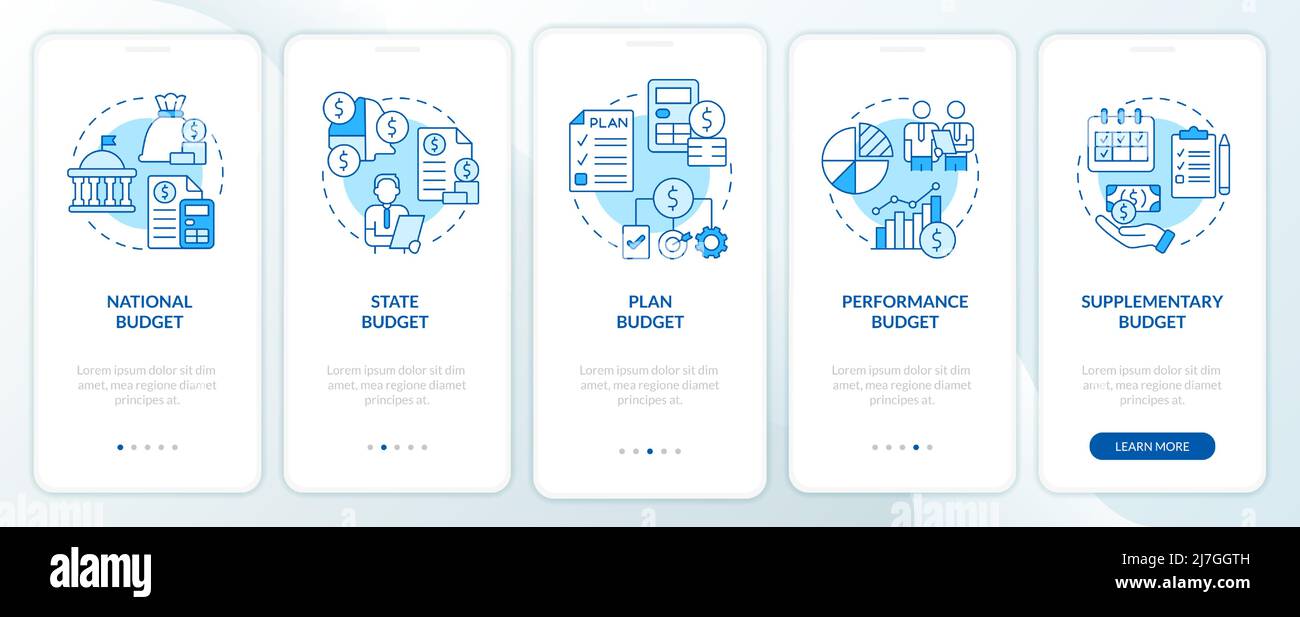 Budget types blue onboarding mobile app screen Stock Vector Image & Art ...