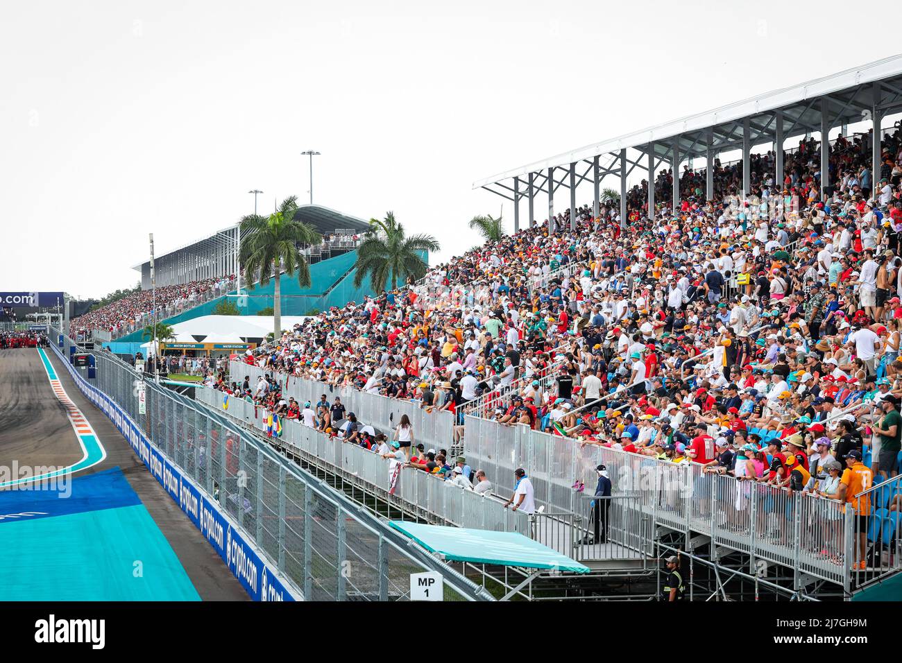 May 8, 2022, Miami Gardens, Florida, USA: Fans in the grandstands during  the Formula 1 Crypto.com Miami Grand Prix 2022, 5th round of the 2022 FIA  Formula One World Championship, on the