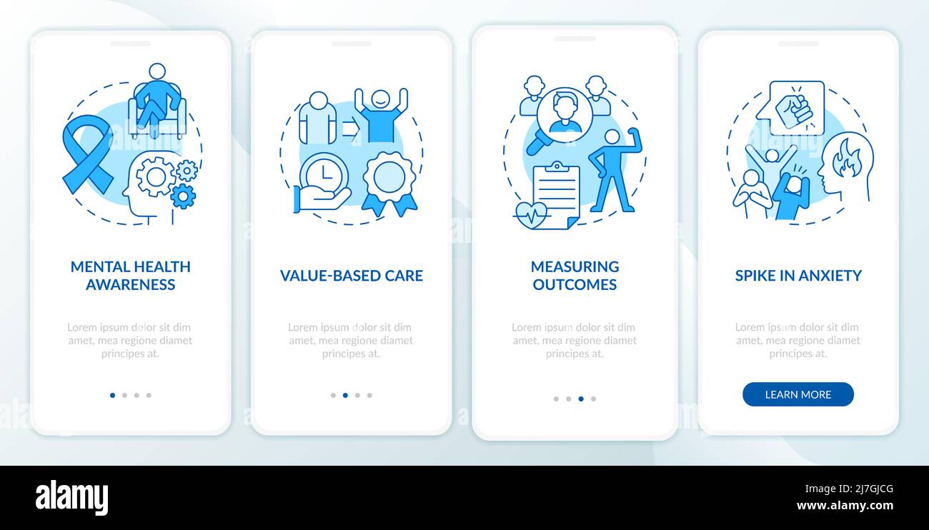 Behavioral trends blue onboarding mobile app screen Stock Vector Image ...