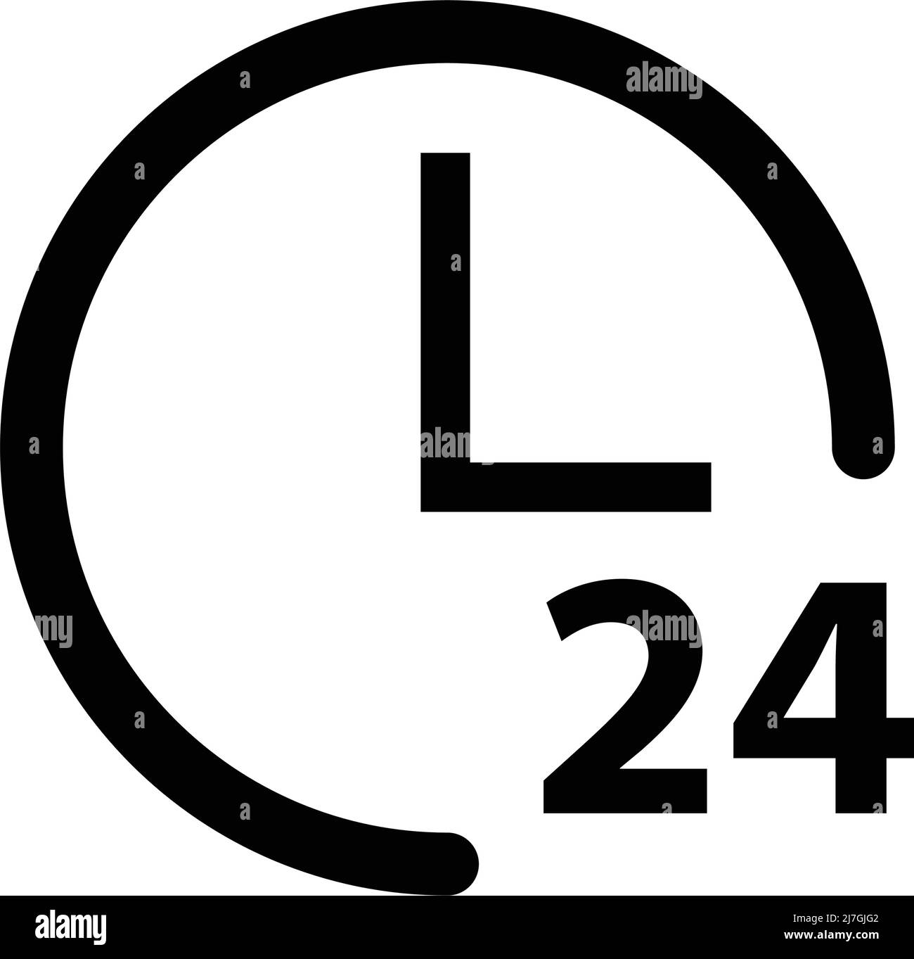 Clock sign for 24hour operation. Editable vector Stock Vector Image