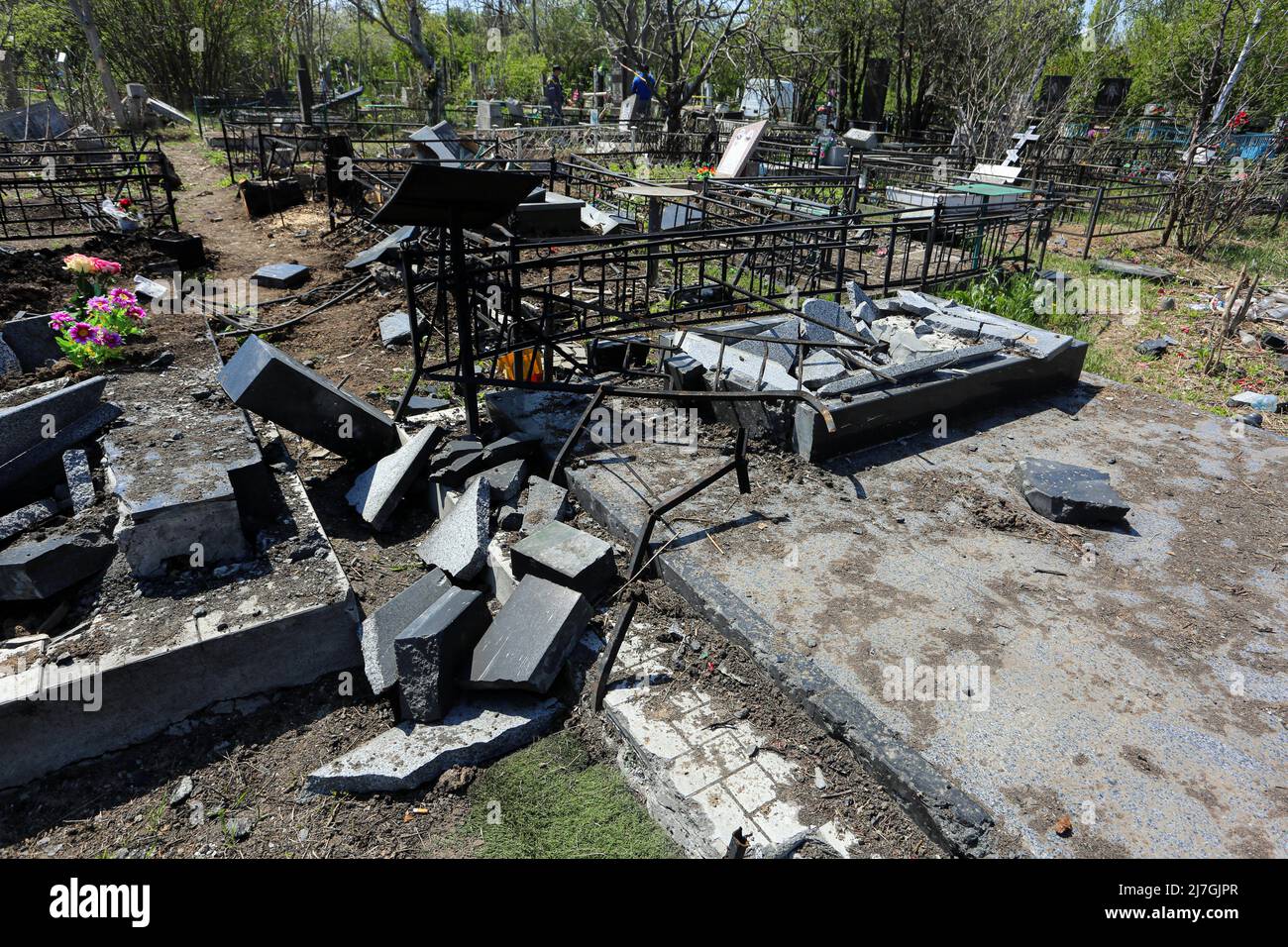 Odessa, Ukraine. 6th May, 2022. The destroyed graves, headstones and