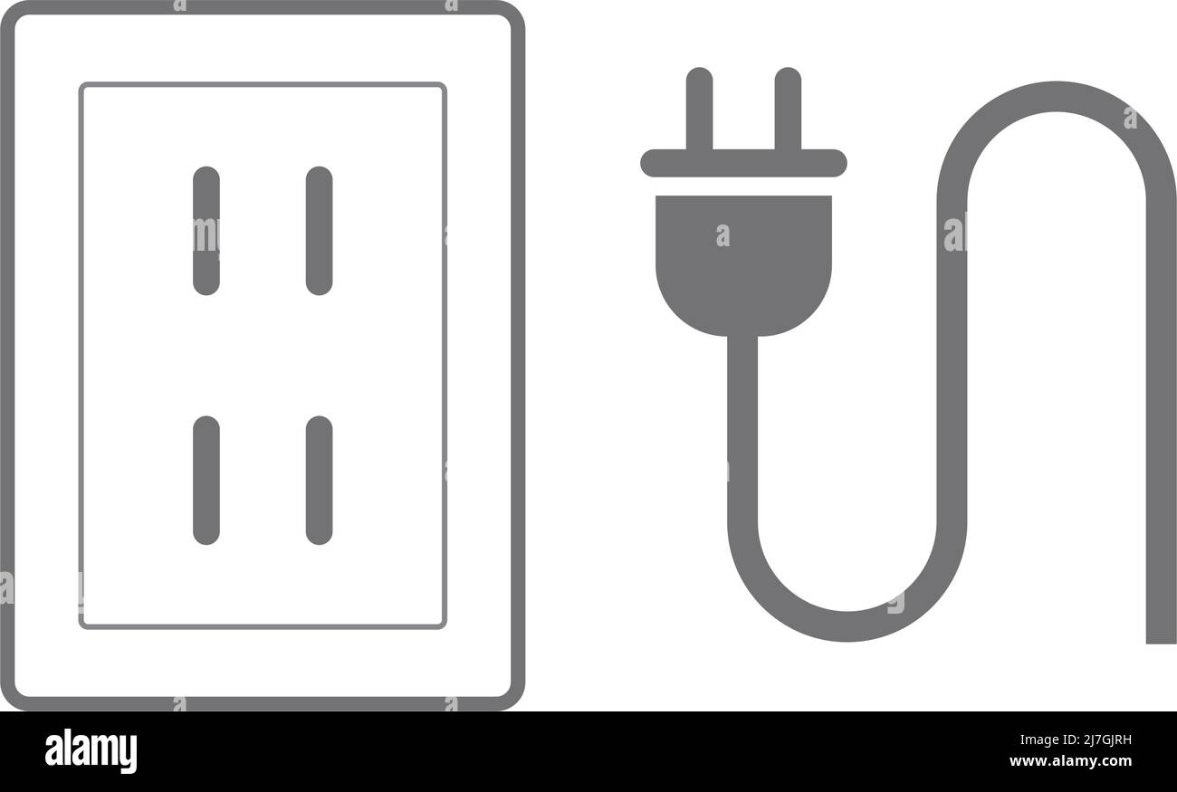 Set of icons of power supply and corded outlet. Editable vector Stock