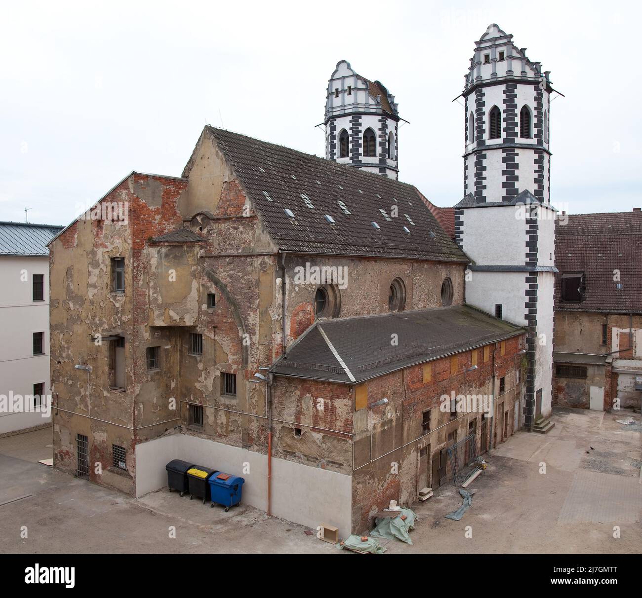 Torgau ehem Nikolaikirche im Rathausgeviert 75397 Basilika erbaut Mitte 13 Jh profaniert 1529  Renaissance-Turmaufsätze  1545 später Verlust der Ostte Stock Photo