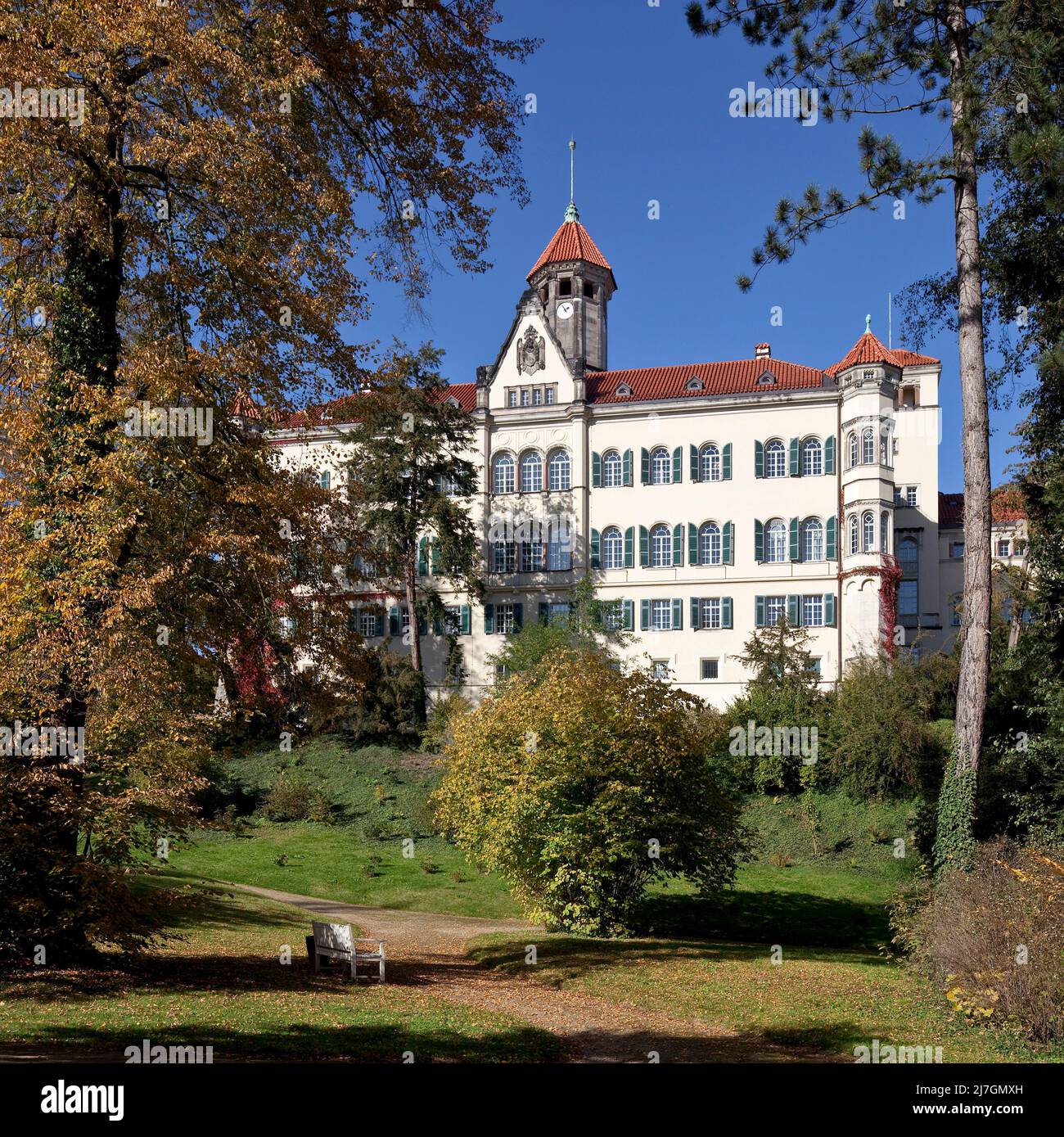 Waldenburg Sachsen Schloß 58360 Südflügel vom Park gesehen erbaut 1855-59 Umbau 1909-13 Stock Photo