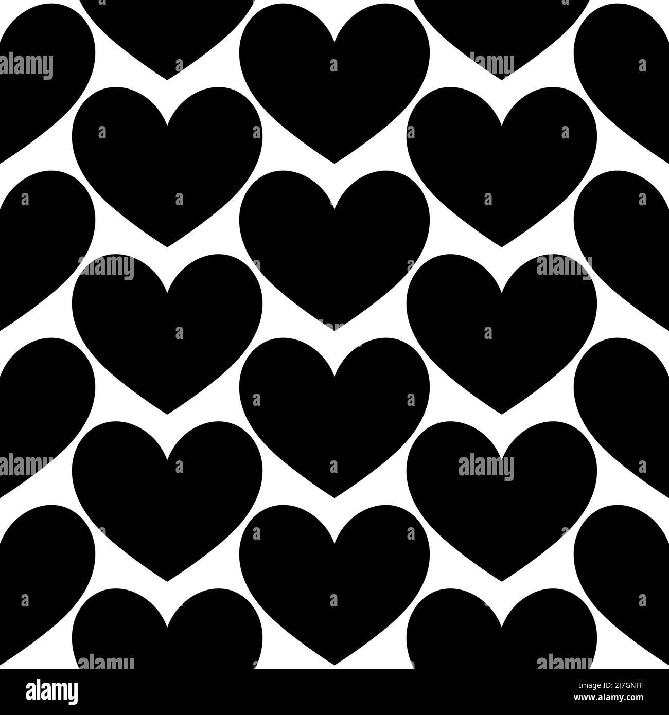 Black hearts on white background seamless geometric contrast pattern