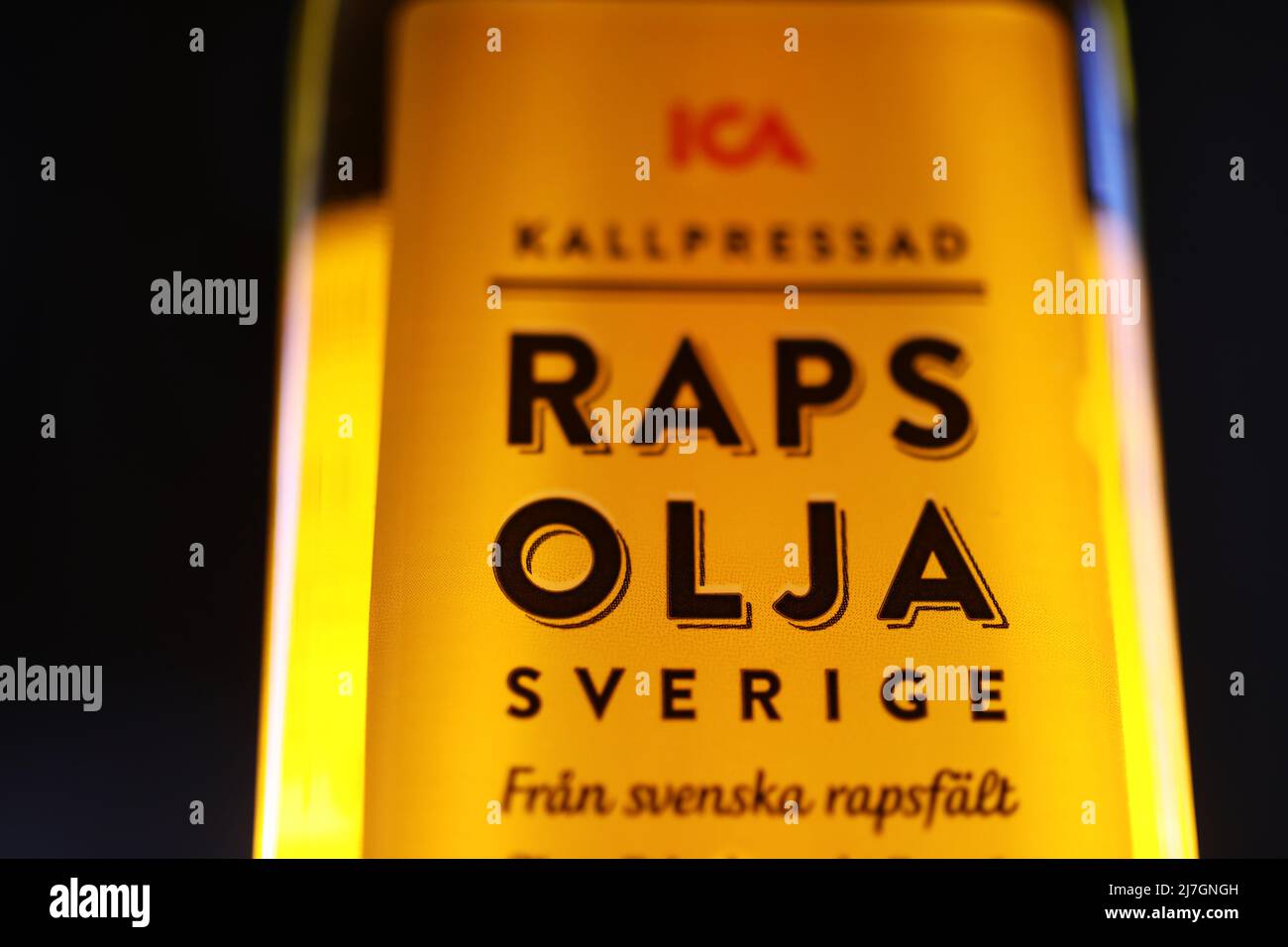 Rapeseed oil (In swedish: rapsolja) from Swedish rapeseed fields ...
