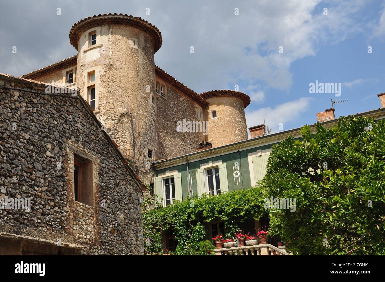The castle-town hall of Rustrel in the Luberon Stock Photo - Alamy