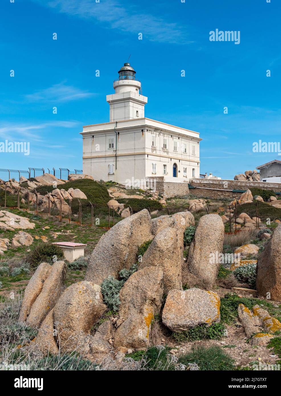 Capo Testa Lighthouse, Sardinia, Italy Stock Photo